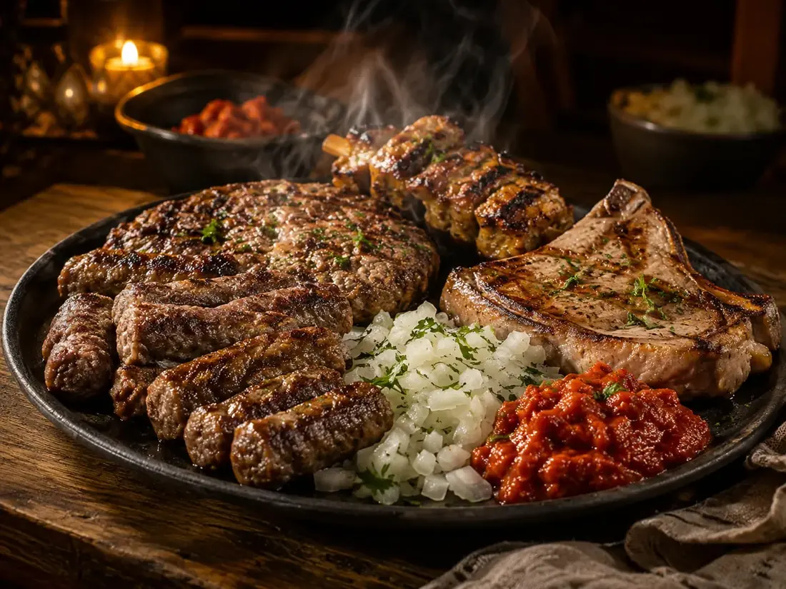 Gemischte Grillplatte vom Holzkohlegrill